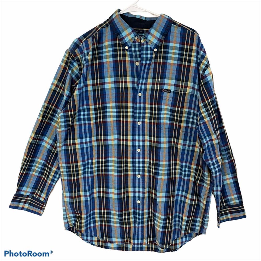 Chaps Mens Large Plaid Button Down Shirt